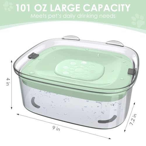 3L No Spill Dog Water Bowl with Slow Drinking Disk (Sprout Green)