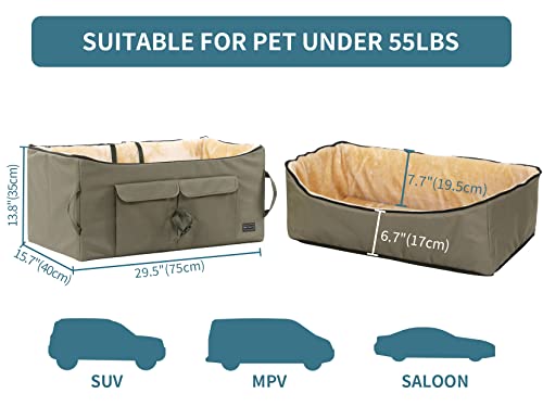 Dog Booster Seat for 2 Small Dogs or Medium Dog up to 55 lbs (Large / Brown)