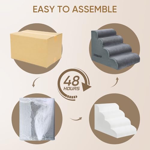 2 Step Pet Stairs for High Beds & Sofas (Grey / 2-step 11.8"H)