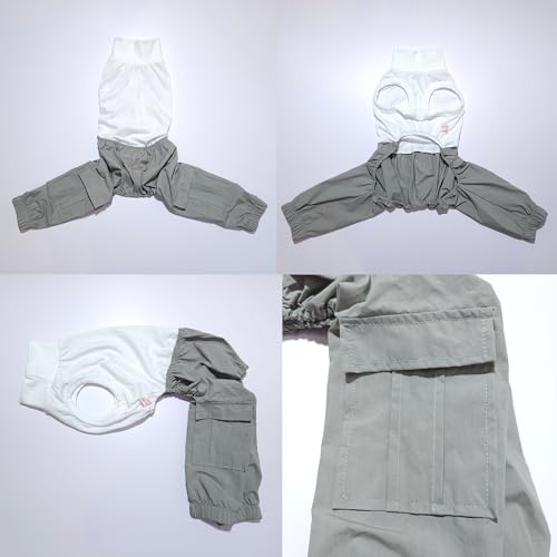 D Doggy Star Italian Greyhound Clothes Cargo Pants Onesie Outfit Whippet for Dog Coat (XL / Grey Cargo)
