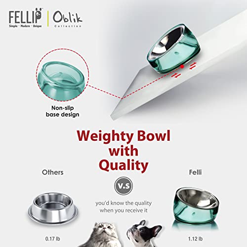 Oblik Elevated Cat Bowl Removable Stainless Steel Wide Dish for Dry Wet Food Feeding & Dishwasher Clean (Classic / 0.5 Cups Shallow Dish)