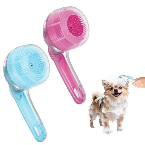 2Pcs Pet Bath Brush (Blue/Pink)