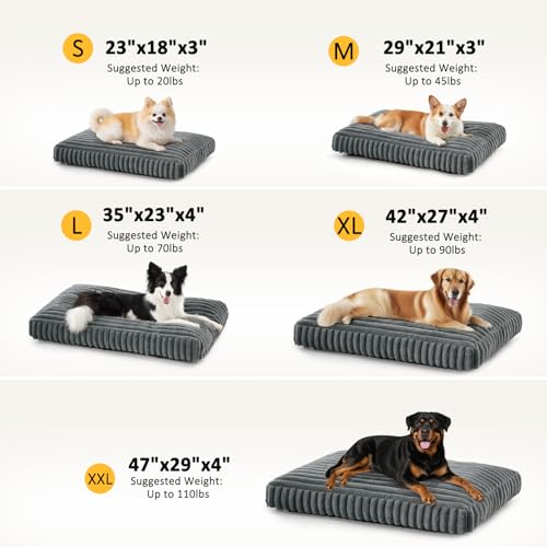 XL Dog Bed Flat Pet Beds with Removable Washable Cover (Grey / XL(42"x27"x4"))