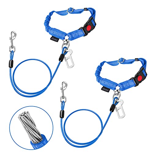 Chew Proof Dog Car Seat Belt (Blue / 2 Pack)