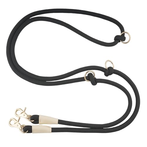 Multifunctional 8.5 ft Nylon Rope Hands Free Dog Leash for Running Small Medium Large Dogs (Black / 8.5FT x 10MM)