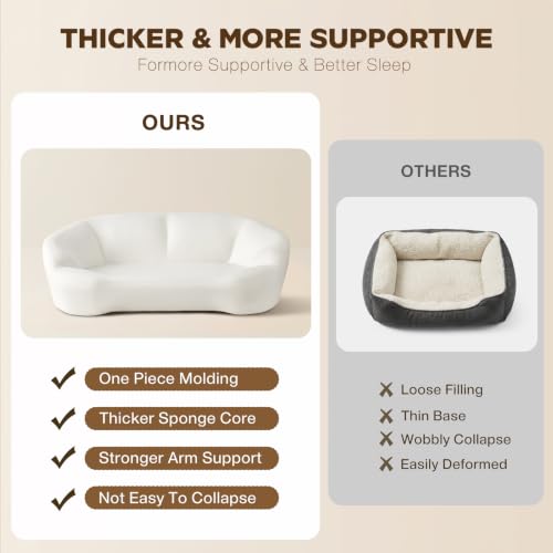 45D Orthopedic Memory Foam Dog Bed Sofa with 2 Washable Cover Brown (Brown+Beige)