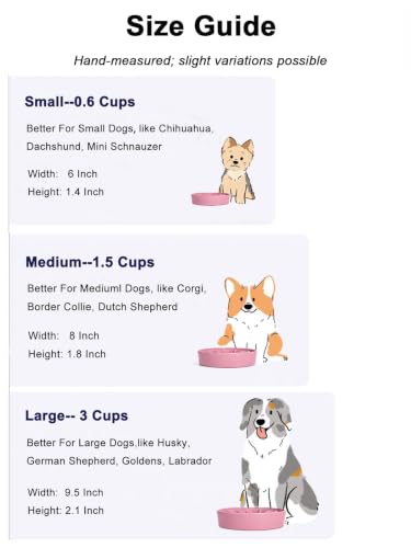 Slow Feeder Dog Bowls Ceramic (Pink Bloom / M-1.5 Cups)