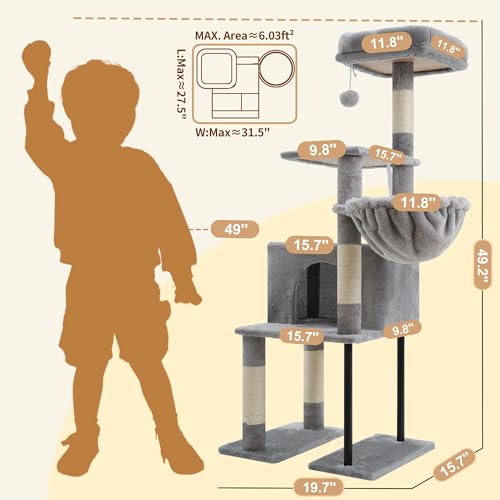 Cat Tree with Toy (49 inch / Gray)