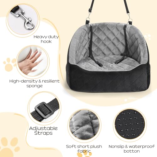 Dog Car Seat for Small Dogs Up to 30 Lbs (Grey-Black / Small)