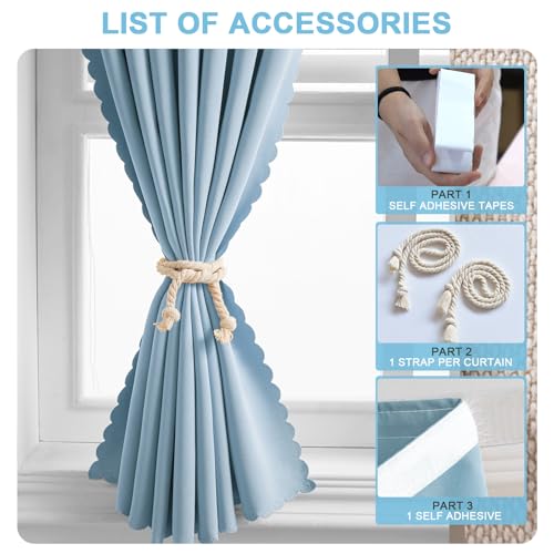 Adhesive Curtains (35"W x 79"L (Pack of 1) / Lake Blue)