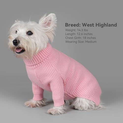 Dog Sweater Long Sleeve Warm Sweaters for Small Dogs Boy Girl Cats (Pink / Small)