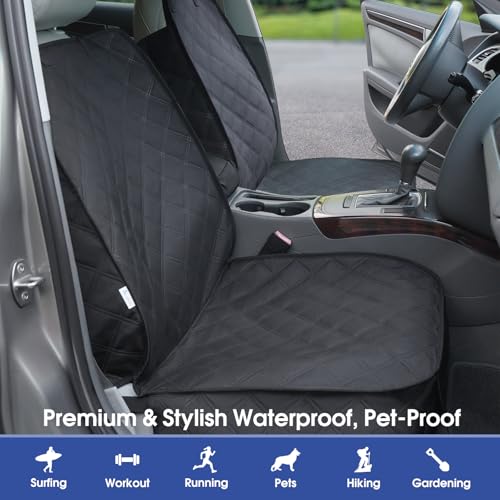 Front Seat Cover for Dogs with Side Flaps (1_Pack / Black)