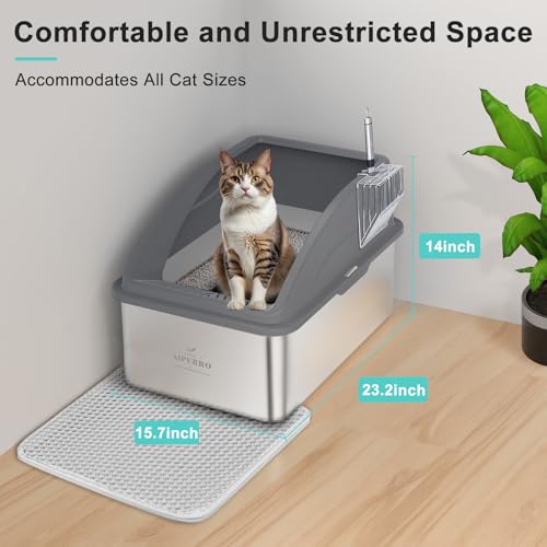 Stainless Steel Litter Box (Dark Grey / XX-Large)