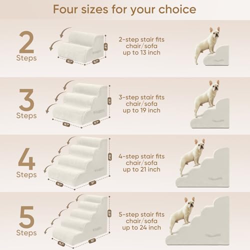 2 Step Pet Stairs for High Beds & Sofas (Beige / 2-step 11.8"H)