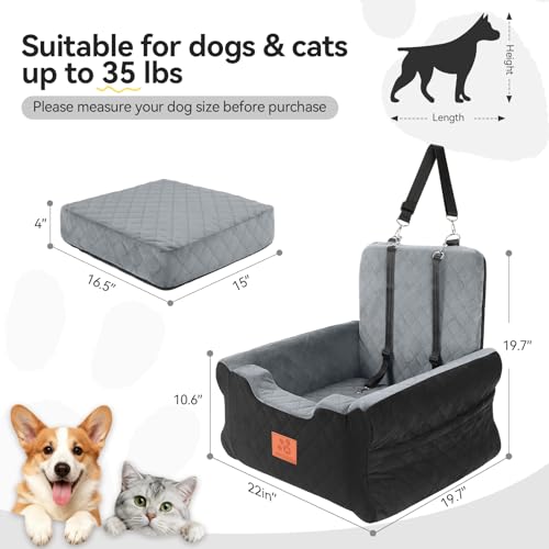 Dog Car Seat for Small Medium Dogs (Black-Gray)