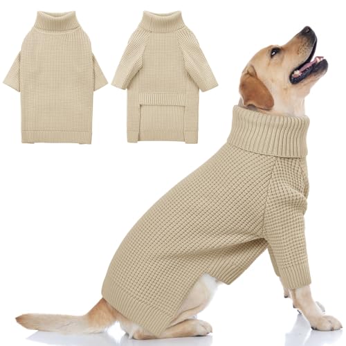 Turtleneck Large Dog Sweater (Apricot / Large)