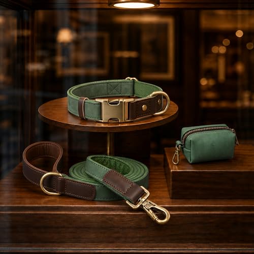 PU Leather Dog Leash for Large Dogs (Green / 1"x 6FT)