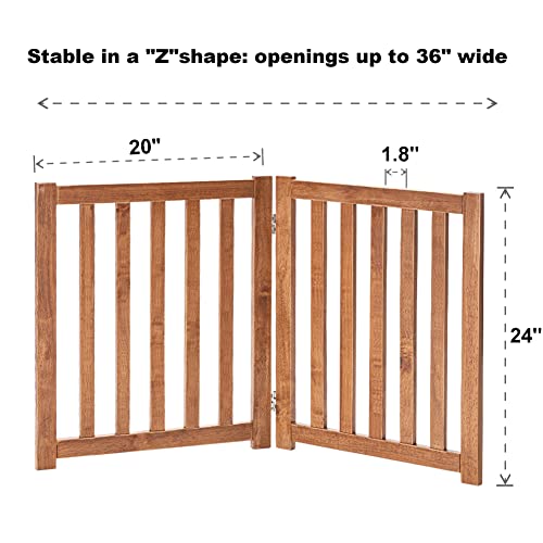 Wooden Free Standing Dog Gate 40" W x 24" H (Brown Oak / 40"W x 24"H)