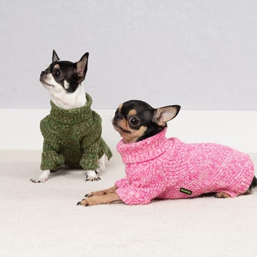 Knitted Turtleneck Dog Sweater (Small / Heather Green)