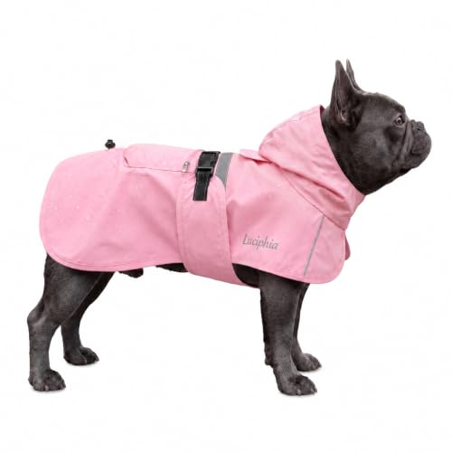 Dog Raincoat Adjustable Hooded Reflective Jacket with Pocket (Pink / Large)