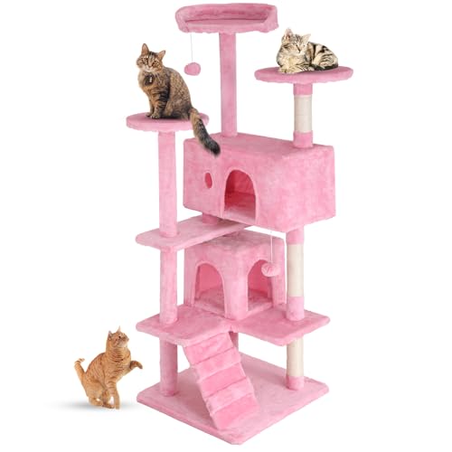 54" Cat Tree Tower (Pink)
