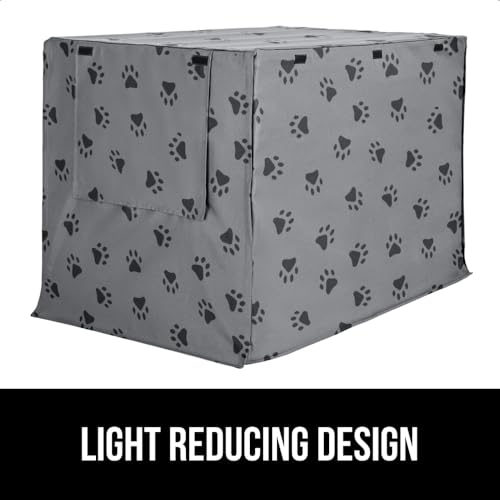 Dog Crate Covers (Gray Black Paw / 48" X 30" X 33")