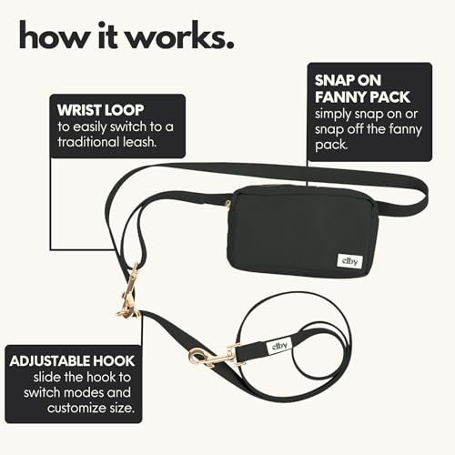 Hands Free Dog Leash with Treat Pouch (Black / 7.5ft)
