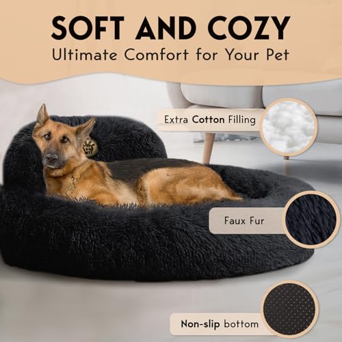 XL Dog Beds for Large Sized Dog (Black / X-Large - 45"L x 45"W x 8"Th)