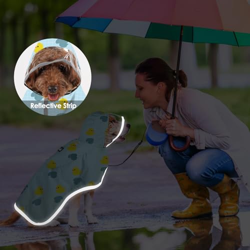 Dog Raincoat Waterproof Dog Rain Jacket with Clear Hooded (Duck Pattern / X-Large)