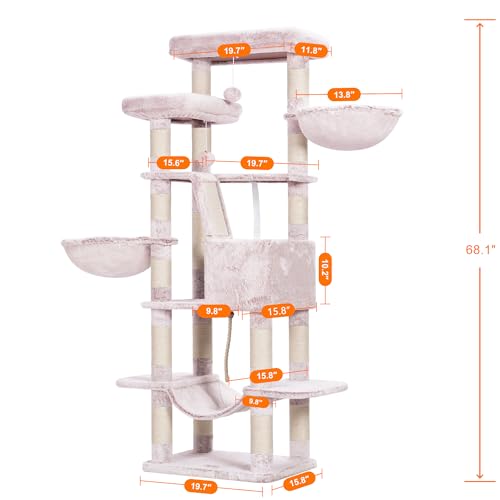 Cat Tree 68 inch Multi (Rosy Brown / 68 inch)
