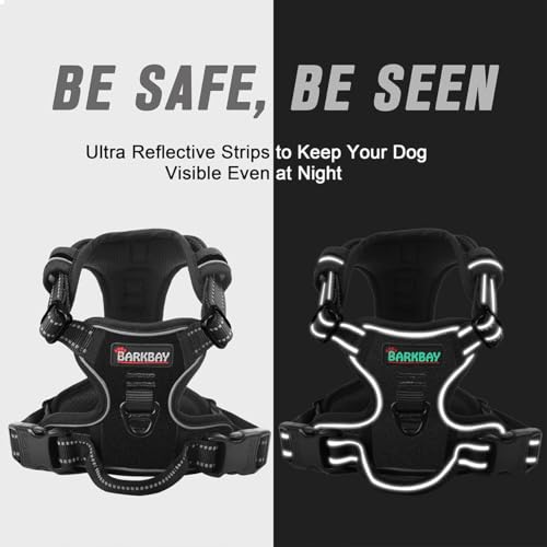 Dog Harness No Pull for Small Sized Dog Front Back Clips (X-Small(Chest:15.5-19.5”) / Black)