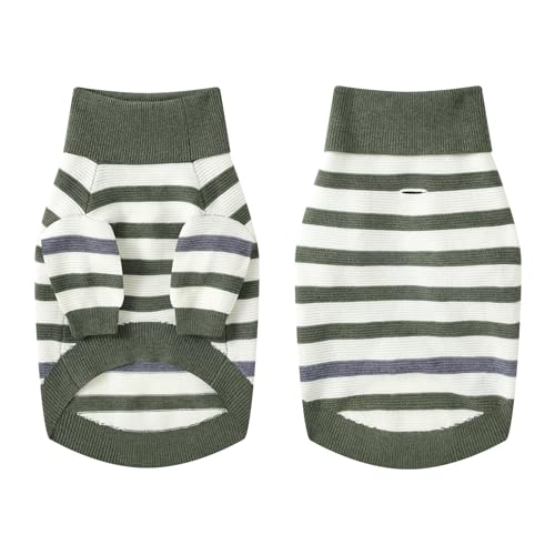 Small Dog Sweater (Green Stripe Pullover(Order One Size Up) / Medium)