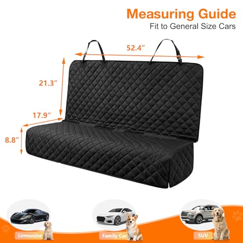 Waterproof Scratchproof Pet Bench Seat Covers for Cars (black / Medium-52"W)