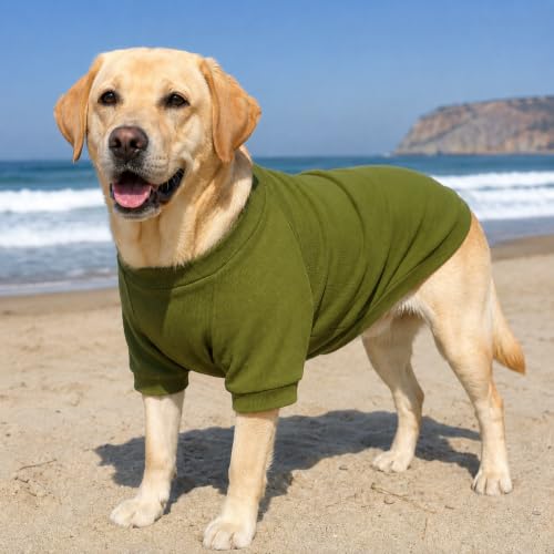 Ribbed Dog T Shirt Cotton Knitted Dog Sweaters for All Season Pet T (M (for Small Dog) / Olive green)