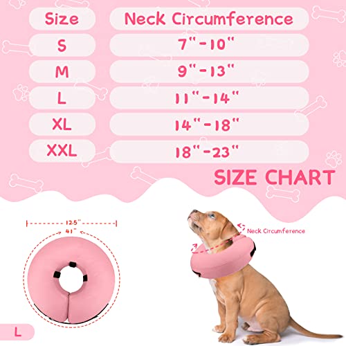 Inflatable Dog Cone Collar Alternative After Surgery (Solid Pink / L(Neck 12"-16"))