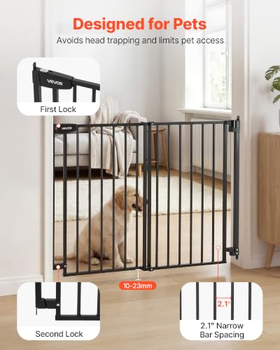 Pet Gate for Stairs (Black / 28-43" Wide x 30" Tall)