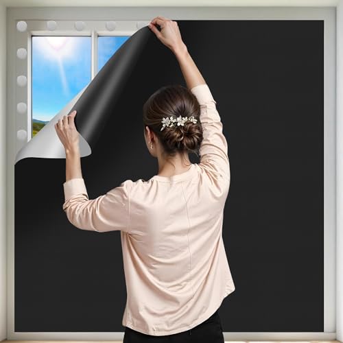 Portable Blackout Curtains for Bedroom Adhesive Thermal Window Blinds Cover (58"W x 49"L (Pack of 1))