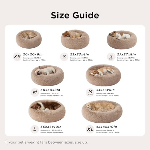Calming Small Medium Dog Bed Donut Washable Puppy Bed (27"L x 27"W x 8"Th / Coffee)