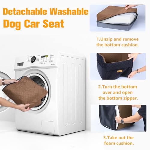 Waterproof Dog Car Seat for Small Medium Dogs (Brown / Medium)