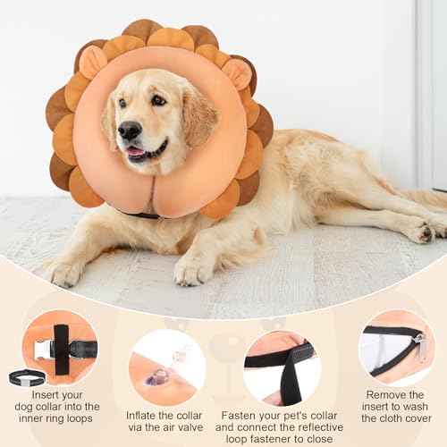 Dog Cone Collar Alternative After Surgery (Brown Lion / S(Neck:11"-13"))