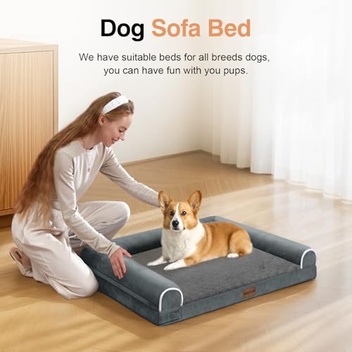 Orthopedic Dog Bed for Medium Dogs (Dark Grey / 30.0"L x 20.0"W x 6.0"Th)