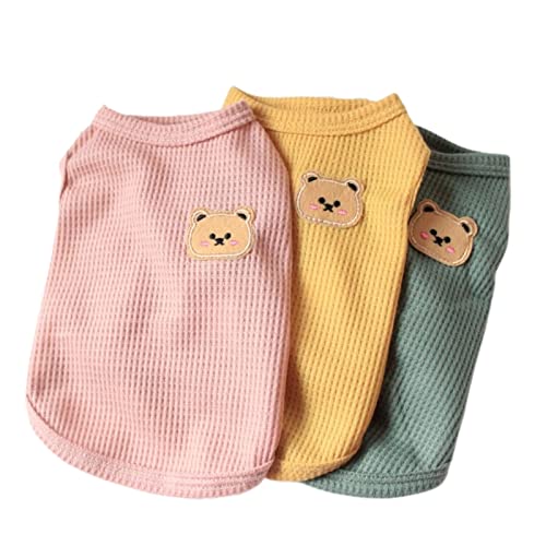 Cotton Dog Shirt Summer Lightweight Pet T (Large / 3PCS Yellow&Green&Pink)