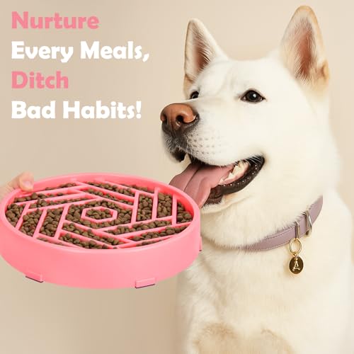 Slow Feeder Dog Bowls Large Medium Breed (Pink)