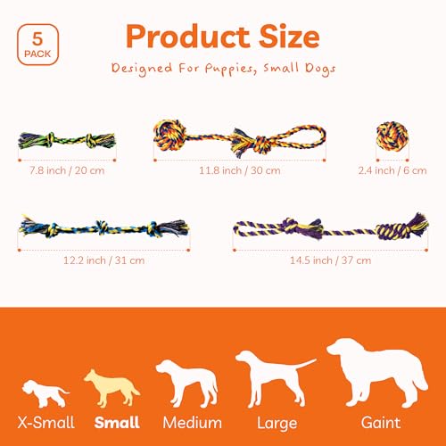 Puppy Teething Toys for Small Dogs (5 Pack / Small)