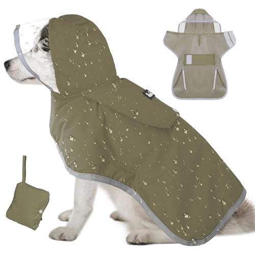 Dog Raincoat Lightweight Rain Jacket (Medium / Army Green - Ultra Light)
