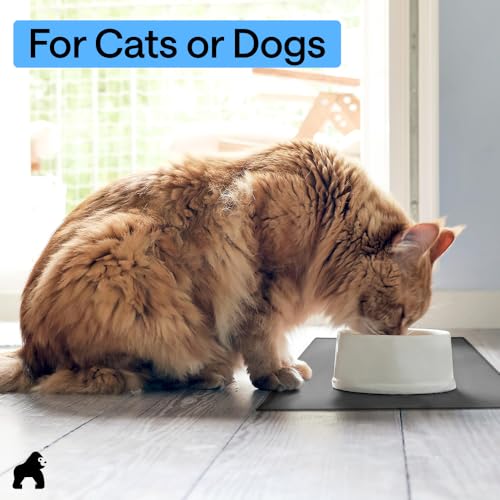 Dog Food Mat 100% Waterproof Silicone (Charcoal / 16"l X 10"w)