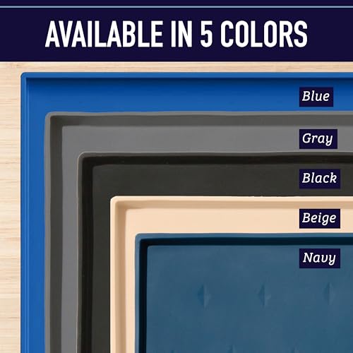 Dog Food Mat Waterproof Silicone Pet Feeding Mat with Raised Edges for Dogs & Cats (Crate / Grey)