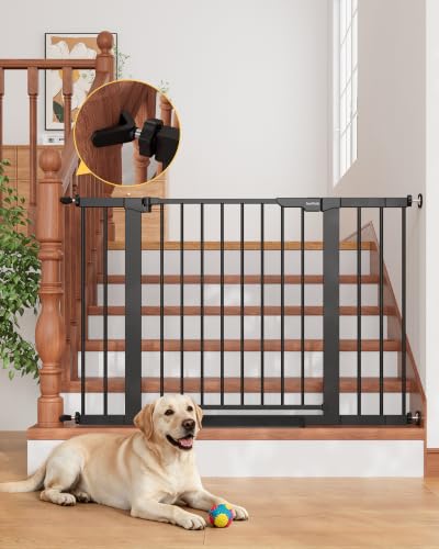 29.6 44.6 in Wide Baby Gate for Stairs and Doorways (Black / 29.6-44.6"W x 28"H)