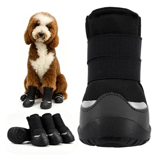 Dog Boots Rugged Anti (BLACK / #10 (Width 3.0 inch) for 74-88 lbs)