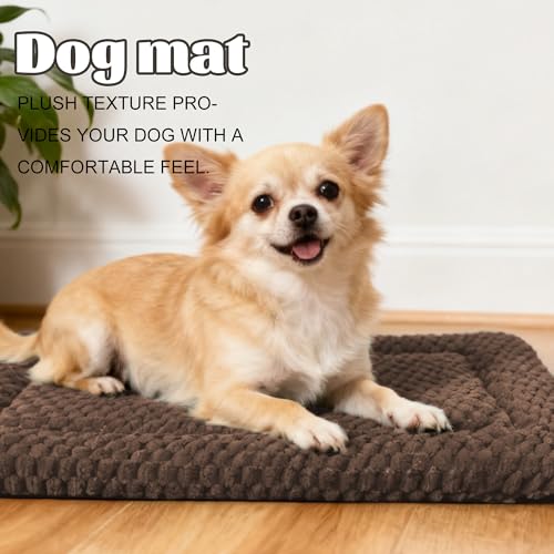 Dog Bed Crate Mat (S(24"*18"*1.5") / Dark Brown-1pc)